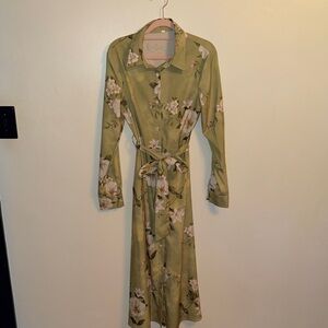 Floral Green Long Sleeve Dress